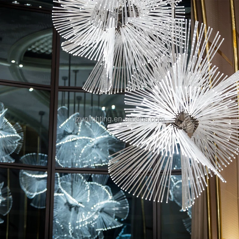 Postmodern Large Spark Ball Chandelier Modern Stars for Home Hotel Restaurant Decor Remote Control Lights