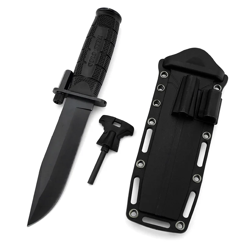 Camping Knife 3220499B Back Country Fixed HUNTING KNIVES LED light Survival Tactic knife With Flint Stick hard plastic sheath