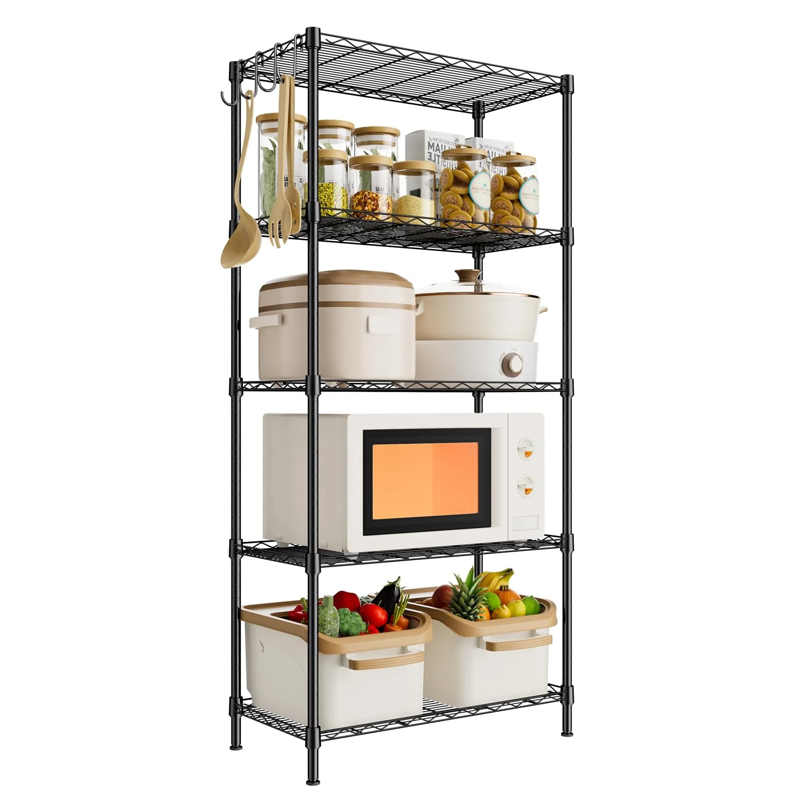 4 Tire Metal Wire Shelving Storage Rack Adjustable Shelves,Steel Organizer Wire Rack