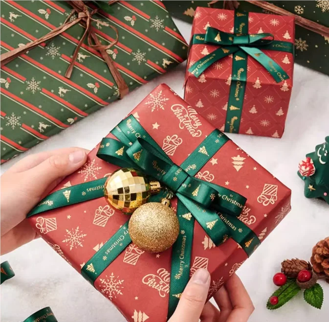 High quality Christmas packaging paper adhesive tape shopping bag thank you card envelope key chain hang tag cotton bag in stock