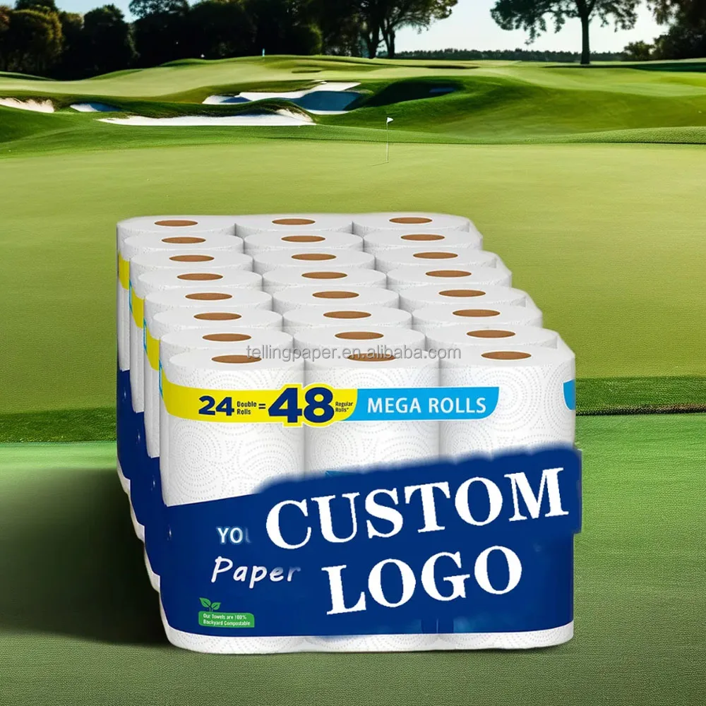 High Quality Unbleached Custom Eco Friendly Soft Embossed Water Soluble 3 Ply Bamboo Pulp Toilet Paper Tissue