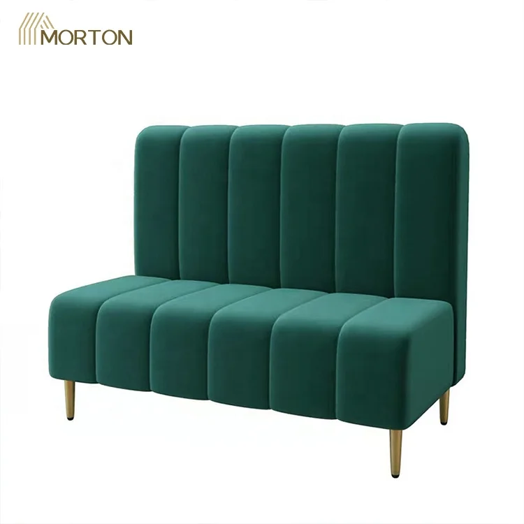 American Design Commercial hotel restaurant furniture soliwood leg green velvet fabric high-density foam Booth Sofa
