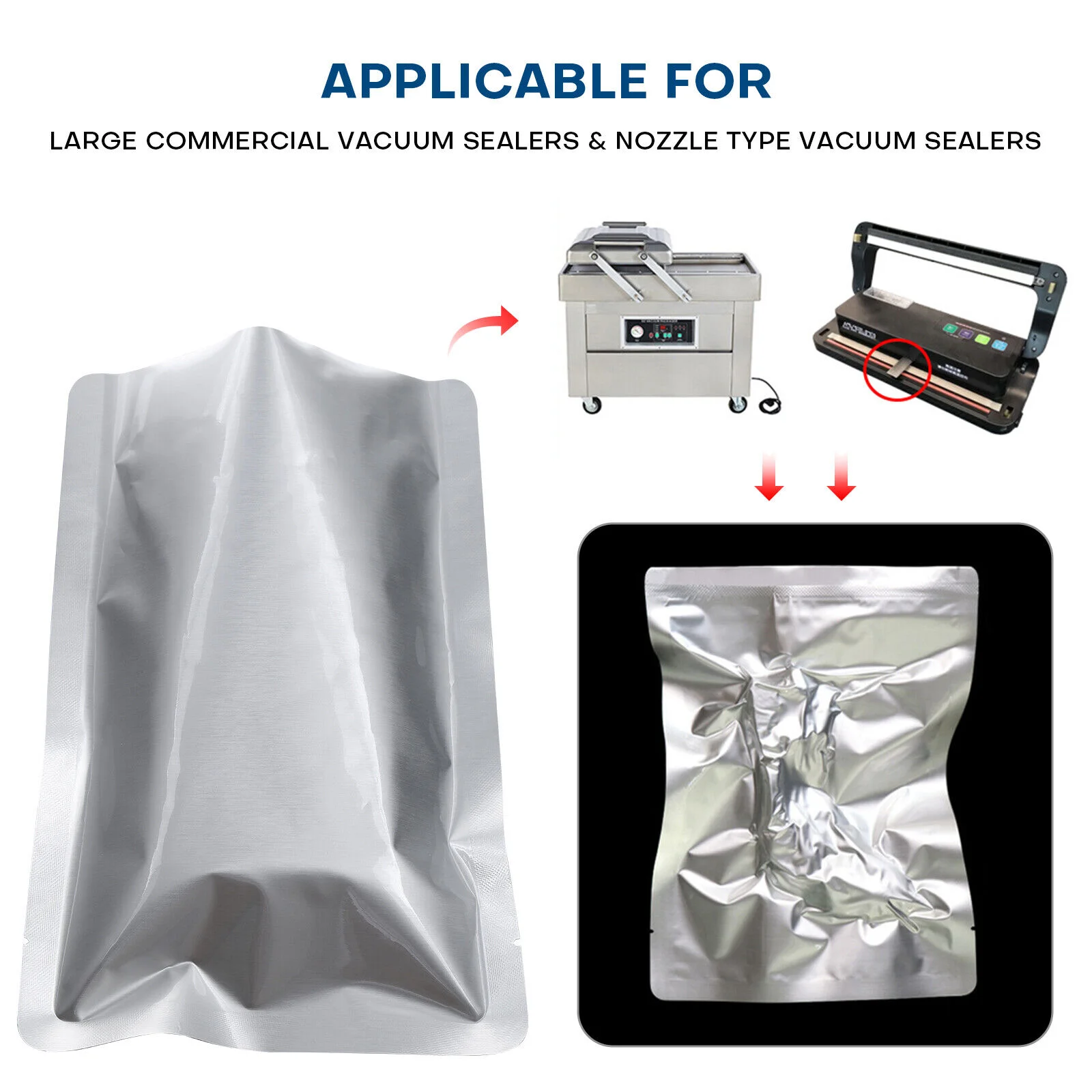 Extra Thick Aluminum Foil Pouch Heat Sealed Mylar Vacuum Bags For Food Storage Long Term Fresh Saver Grains Meat Dehydrated Food