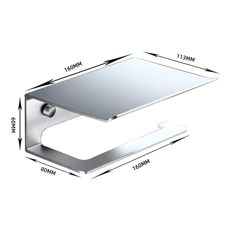 Matte Black Toilet Paper Holder with Shelf Toilet Paper Roll Holder with Shelf Wall Mounted by Self Adhesive Tape or Screws