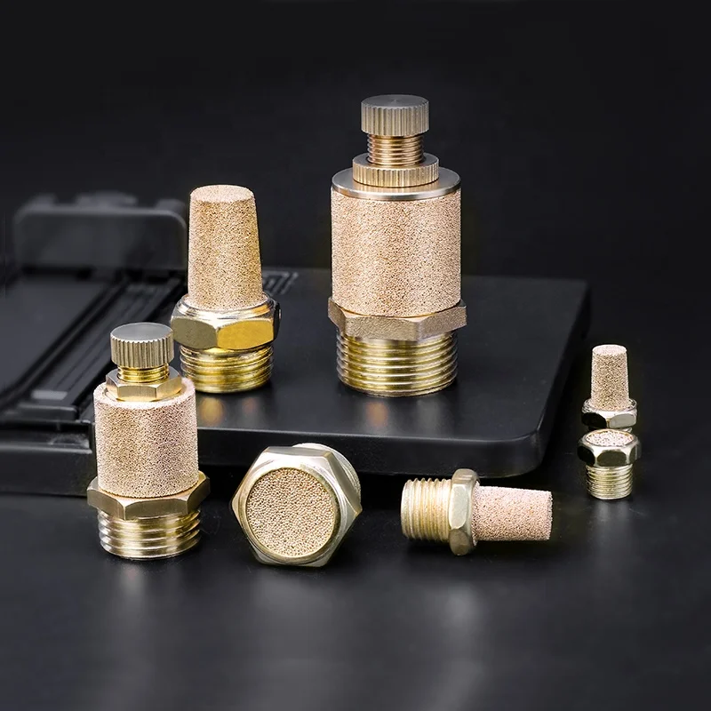 Pneumatic Silencer components BSL-02 flat head/adjustable/pagoda/throttling copper muffler sound filter brass thread connector