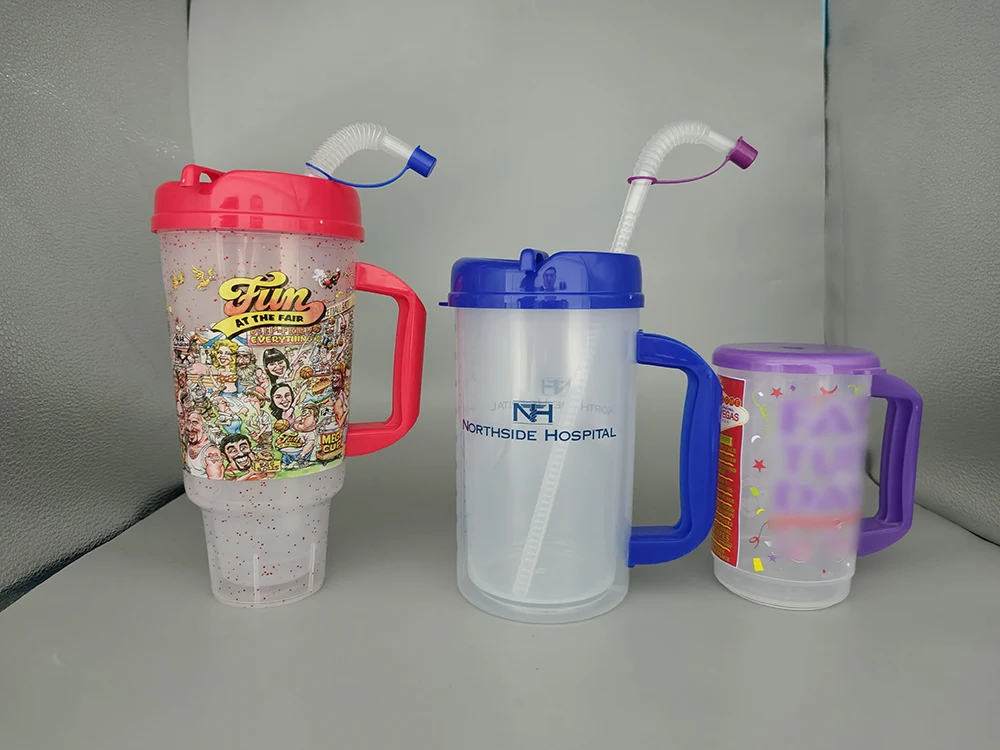 700ml/1000ml  long neck plastic containers cocteles las vegas plastic cup dispos slushy fruit infused drinks cup for event