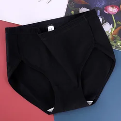 Patchwork Underwear Women Mid Waist Briefs M -4XL Plus Size Cotton  Panties