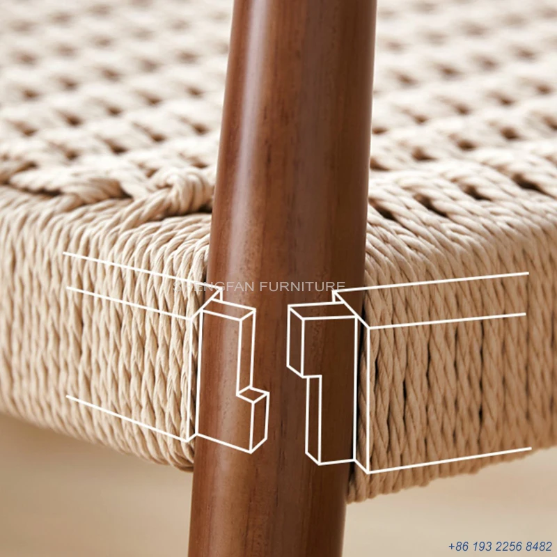 Household Furniture Cheap Walnut Rope Woven Dinging President Chair Wood Lounge Arm Chair Indoor For Events