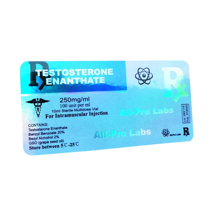 VL-142 Hologram TEST E 250mg/ml steroid label all kinds of pharmaceuticals bottle labels for 10ml vials