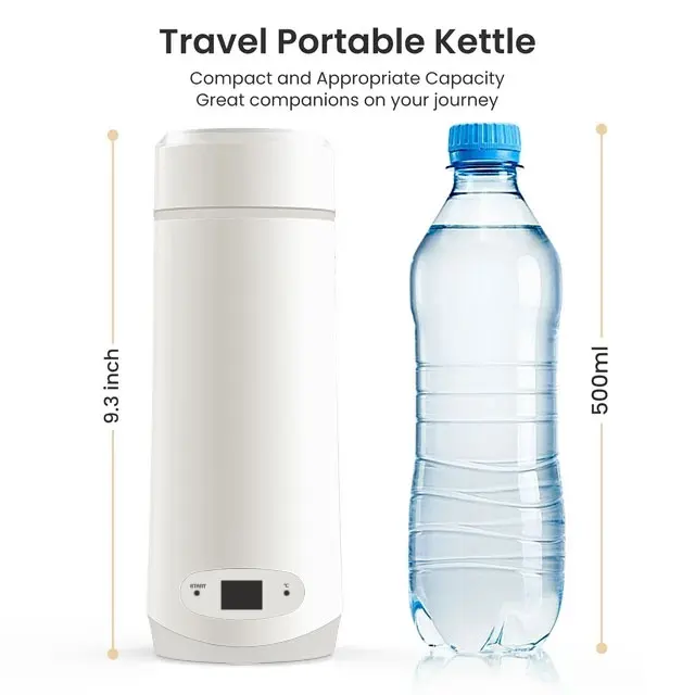 Small Hot Water Boiler with Temperature Setting Electric Travel Kettle Mini Electric Tea Coffee Mug for Hotel Office