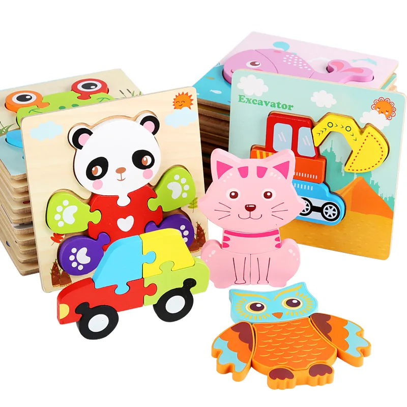 2023 Popular Funny Wooden 3d Puzzle Game Montessori Educational For Children Learning Jigsaw Puzzles
