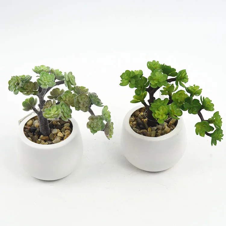 Зеленый декоративный маленький пластиковый горшок, мини-суккулент, набор искусственных растений