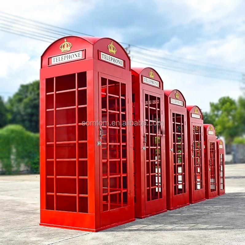 Custom Metal Hot Sale Antique Telephone Booth Set Retro Vintage Bar Wedding Decor London Telephone Booth Decoration