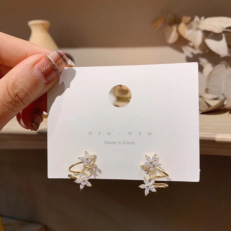 New Korean Styles Summer Accessories 925 Flower Earrings For Women Shiny Zircon