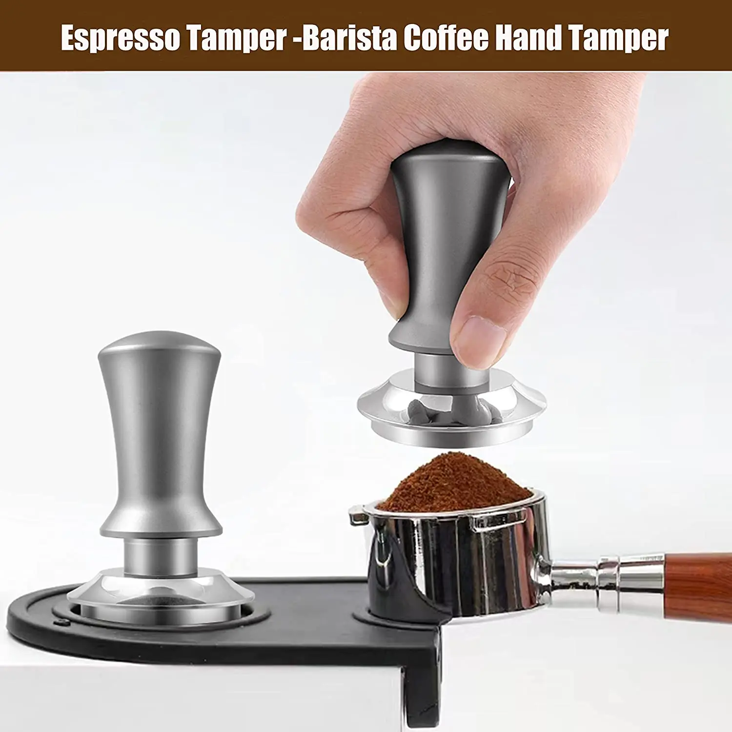 Cafe Accessories Coffee Tamper Coffee Distributor Adjustable Depth Stainless Steel 51MM 53MM 58MM Black Silver Gold Customize