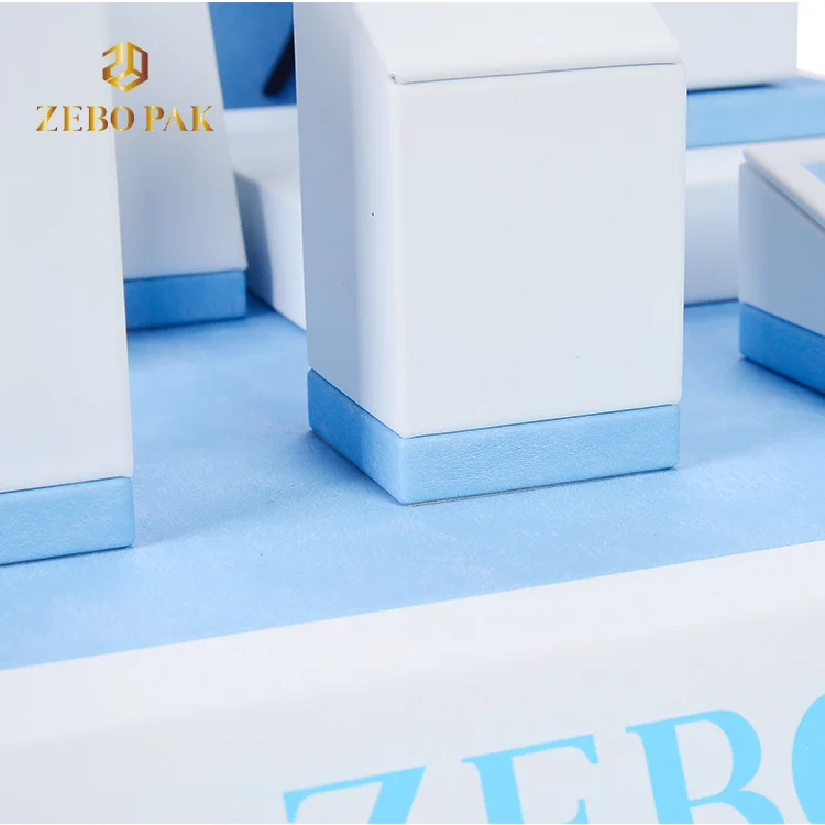 ZEBO PAK organizer show jewellery display stand sky blue PU leather jewelry jewelry display props set