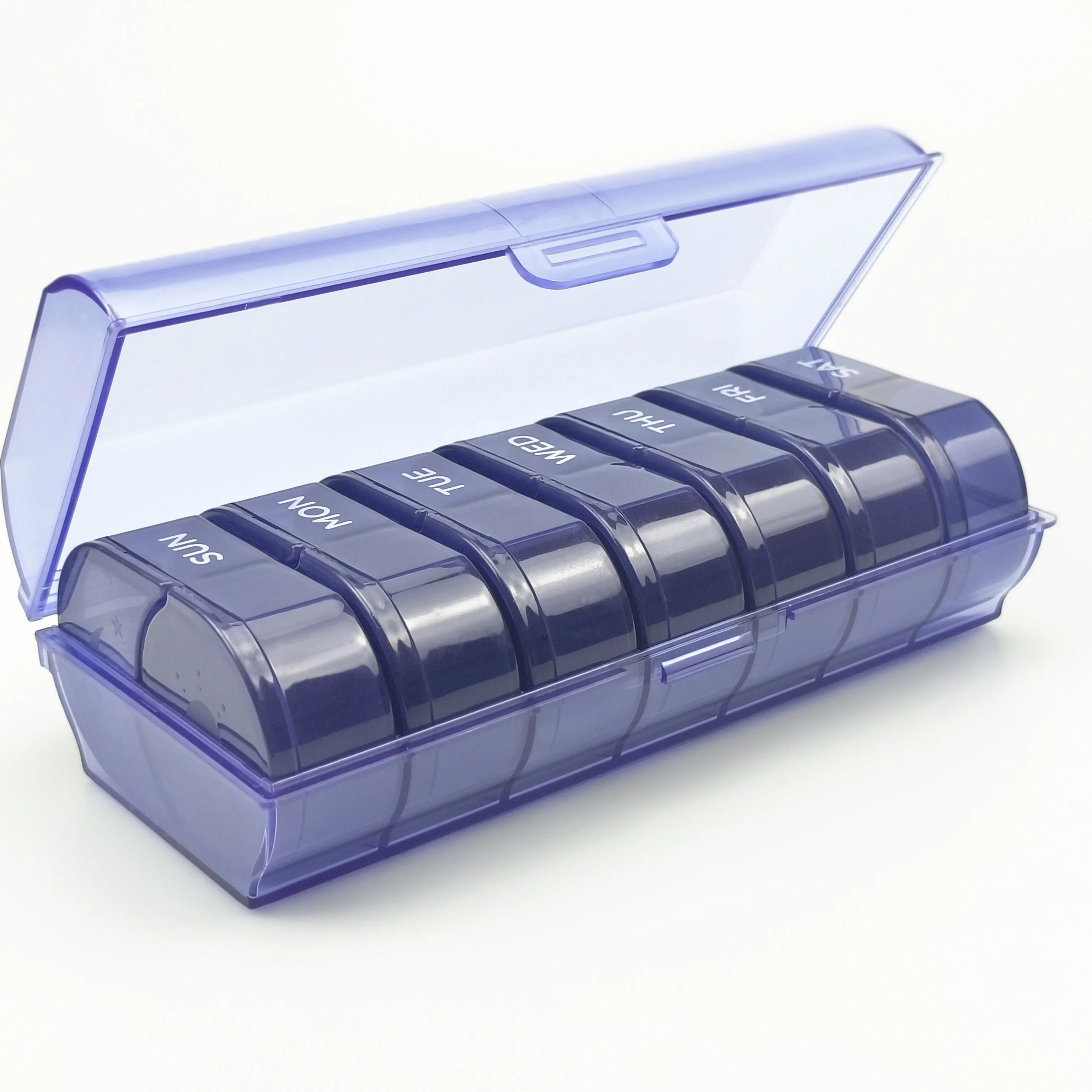 Hot New Portable Blue Bisphenol A (BPA)-Free Weekly Pill Organizer 7 Day 14 Compartment PP Plastic Pill Box Daily Pill Organizer