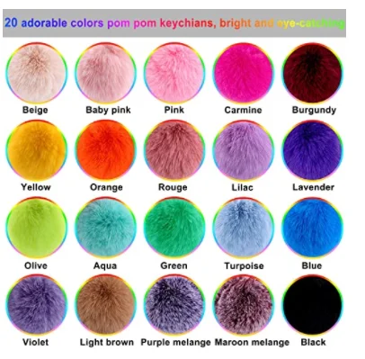 2022 hot sale  Puffball pom pom Keychain Colored Keyrings Charm for Girls bag accessories