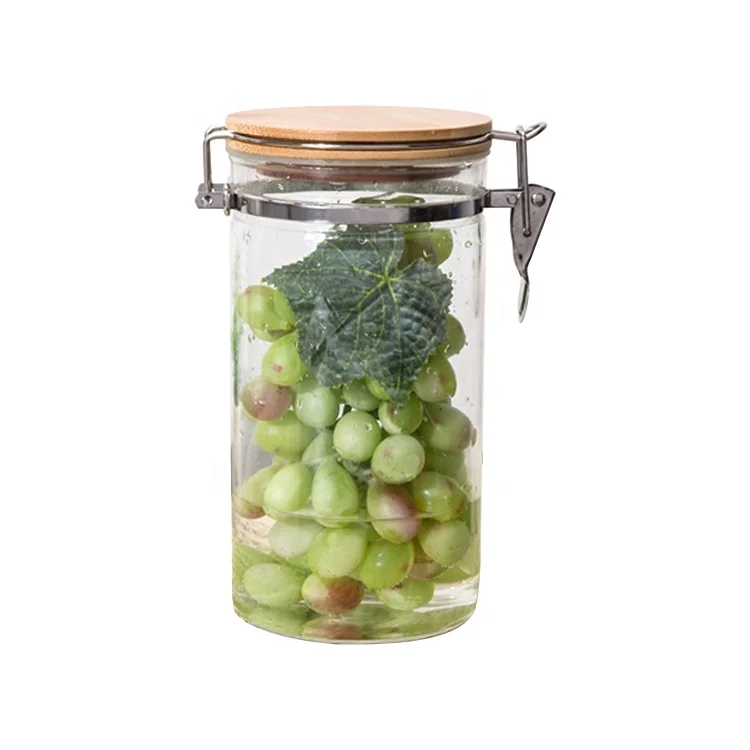 Klarglas Vorrats glas Kaffeebohne & Küche Lebensmittel behälter mit natürlichen hochwertigen Bambus deckel luftdichten Glas