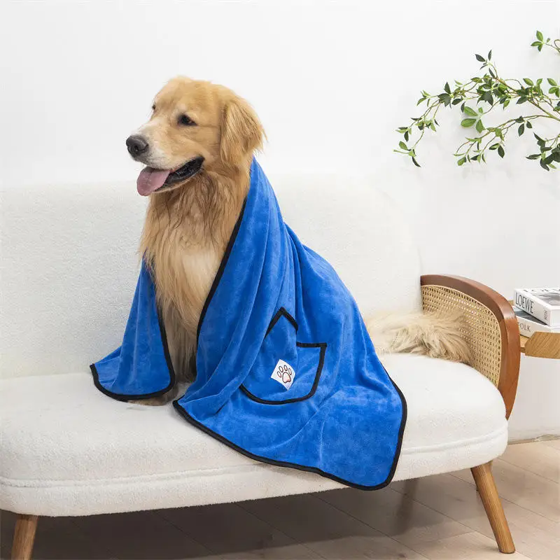 Custom Logo 30 X 50inch Small Medium Large Dogs and Cats Bathing and Grooming Towel Pet Dog Cat Microfiber Drying Towel