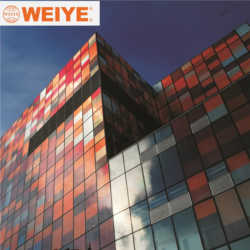 WEIYE visible frame aluminum glazing curtain wall profile aluminum panel curtain wall
