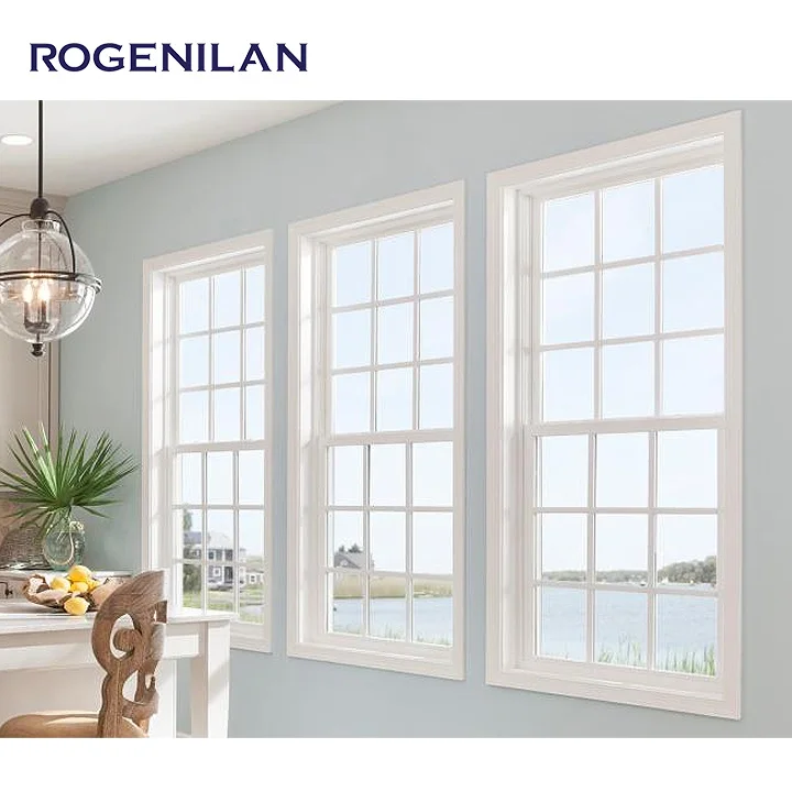 Rogenilan Aluminum single pane double hung windows vertical sliding sash windows triple double hung windows
