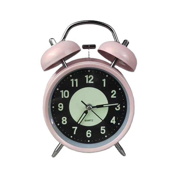 4inch cute gift promotional metal twin bell desk table bedroom children luminous pretty alarm clock