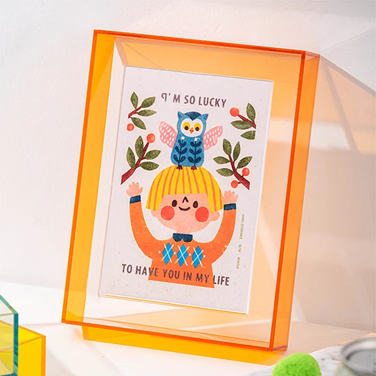 Acrylic double-sided transparent suspension poster frame mounting wall creative tray table storage