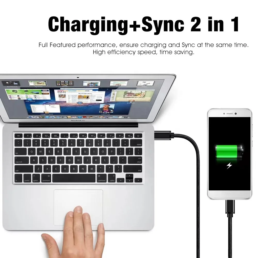 USB C to Micro USB Cable 1FT Nylon Braided Type C to Micro USB Kabel Compatible with Galaxy S7/S6, HTC Sony LG Samsung