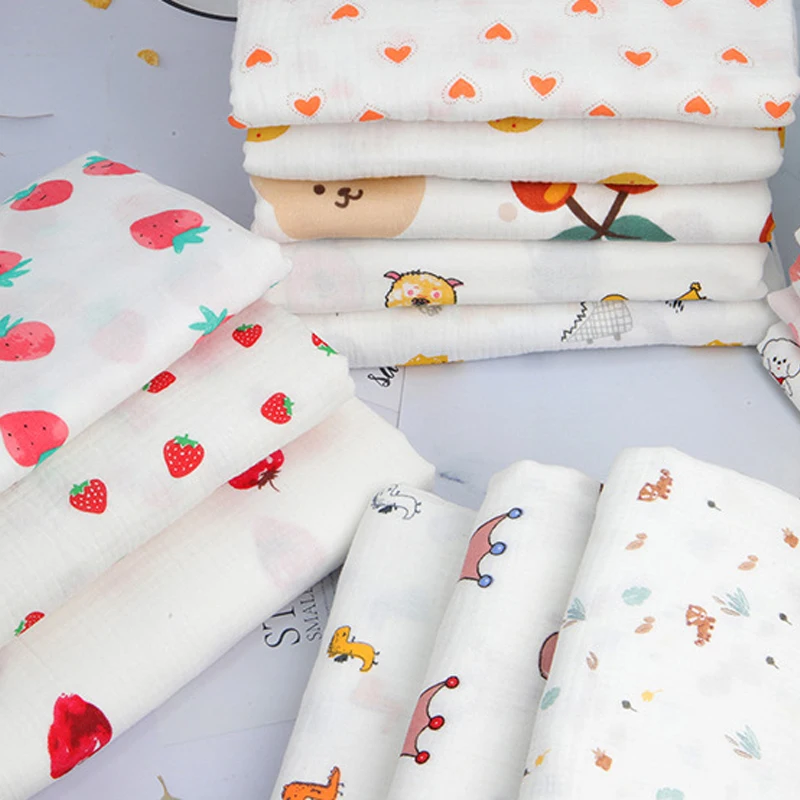 Custom Eco-Friendly Home Clothing Pajamas Crepe Printed Gauze Cotton Print Double Crepe Baby Saliva Towel Fabric