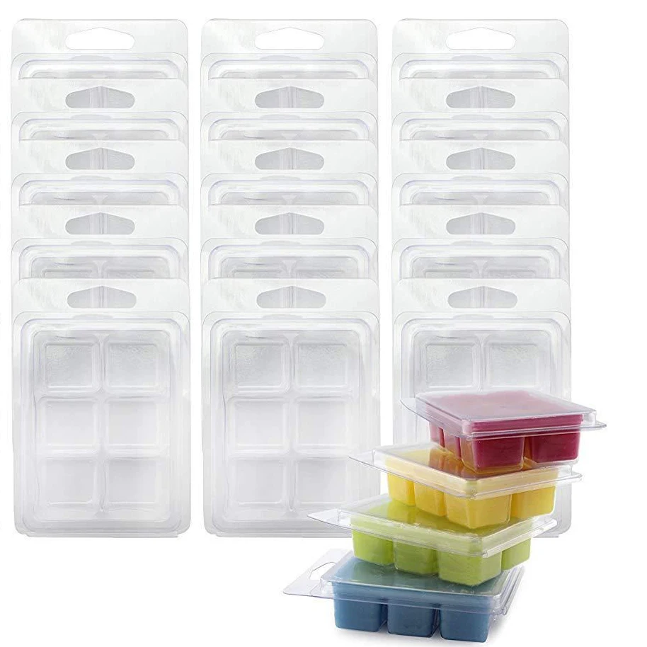 Square Wax Melt Plastic Candle Clamshell Packing Box 2023 Custom Retail Plastic Packing Box