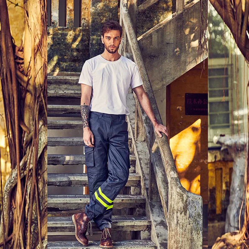 Factory supply mechanic workwear work wear cargo FR safety fire resistant work pants for men