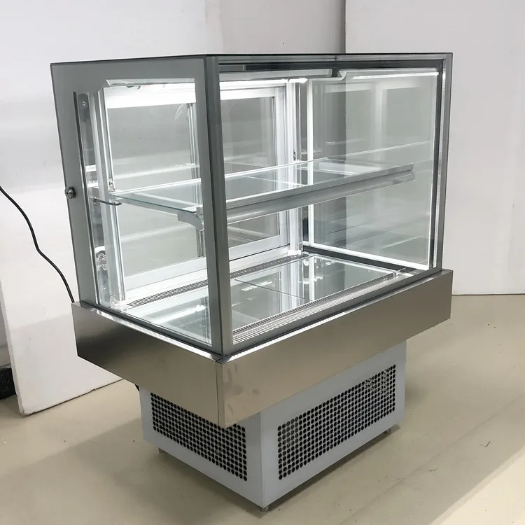New design luxury Square Glass Cake Showcase display freezer