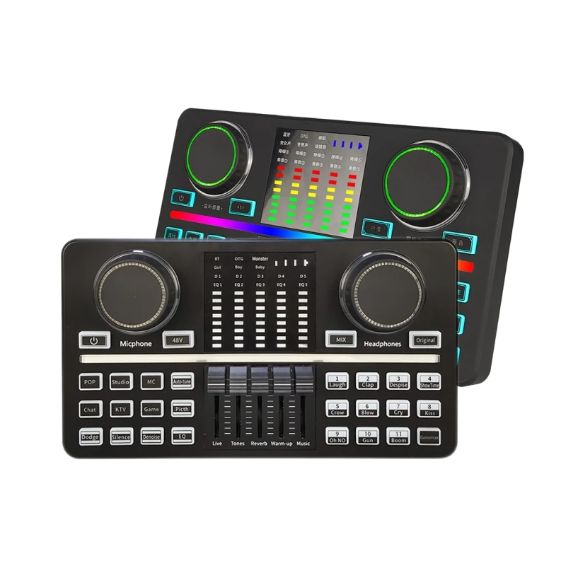 Микрофонный миксер 48 В, цифровой аудио интерфейс, Подкаст, беспроводное соединение, звуковая карта, перезаряжаемый подкалер для телефона, компьютера, ПК