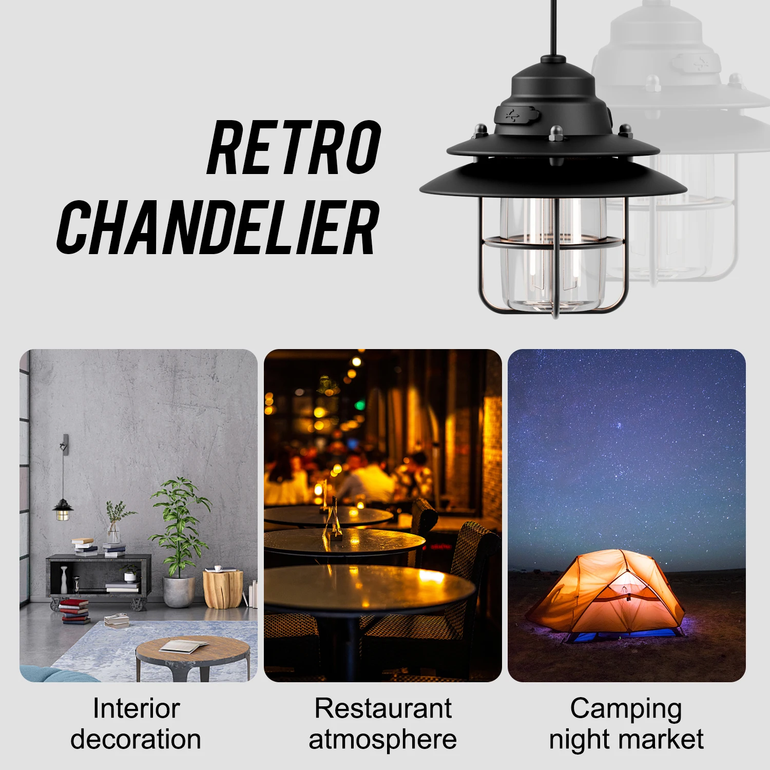 Outdoor modern vintage foldable portable rechargeable magic cool tent retro garden lantern camping lights