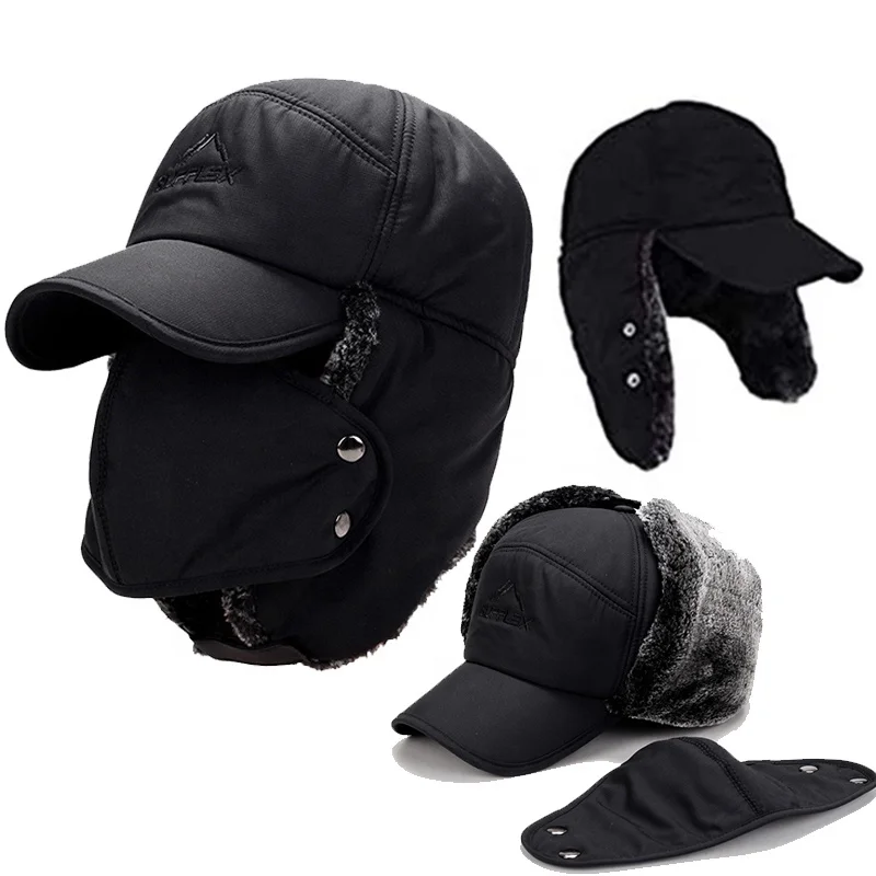 X&Y Wholesale Warm Earflaps Hat Winter Bucket Cycling Biking Trooper Aviator Thickened Winter Russian Ushanka Lei Feng Cold Hat