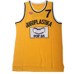 Прямая поставка, горячая Распродажа, мужские баскетбольные Джерси желтого цвета Toni Kukoc #7 Jugoplastika