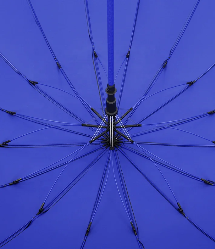 High Quality Black Rubber Straight Pole Plain Long Handle Big Umbrella Outdoor Parasols with Logo