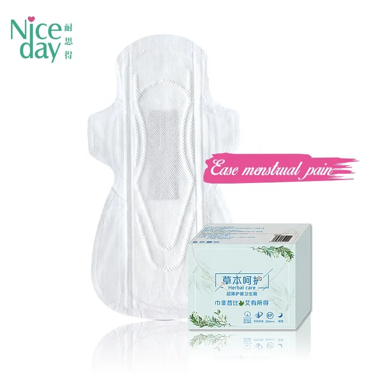 Niceday Ultra thin herbal sanitary napkins medical cotton sanitary pads in Aluminum plastic film packing 290mm 8pcs/bag