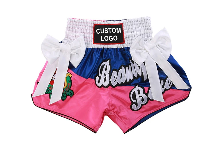 Factory Wholesale Custom Silk Boxing Shorts Stretchy Fight Mma Kick Boxing Muay Thai Shorts Martial Arts Fight Shorts