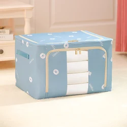 Hot Sale Foldable Clothing Fabric Storage Box Three Sided Visibility Household Clothing Sundries Storage Box with Steel Frame