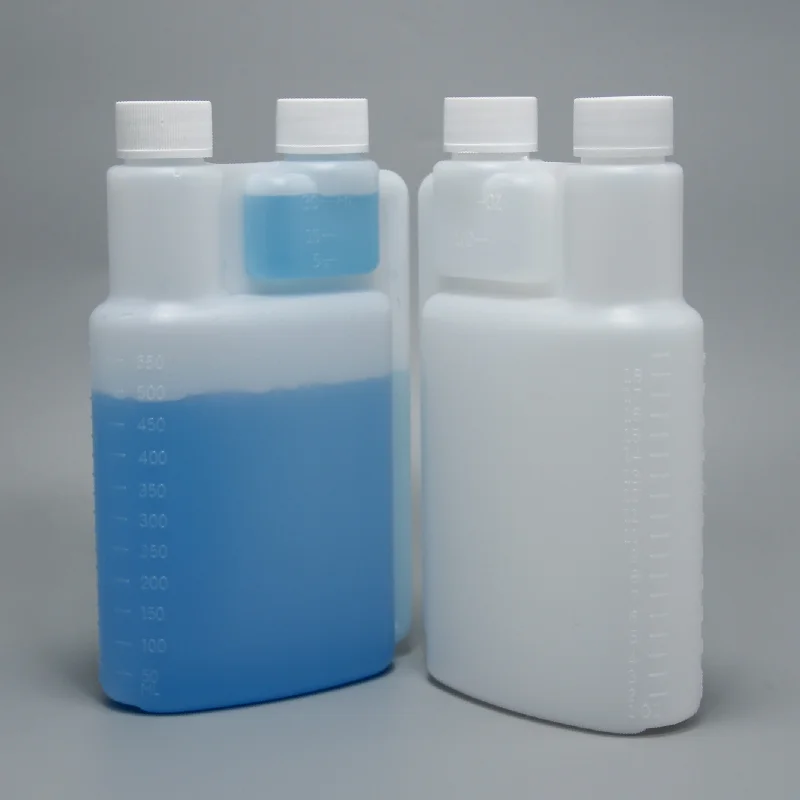 600ml Hdpe Dosing Measuring Double Chamber Plastic Bettix Twin Neck Bottle With Two Screw Cap