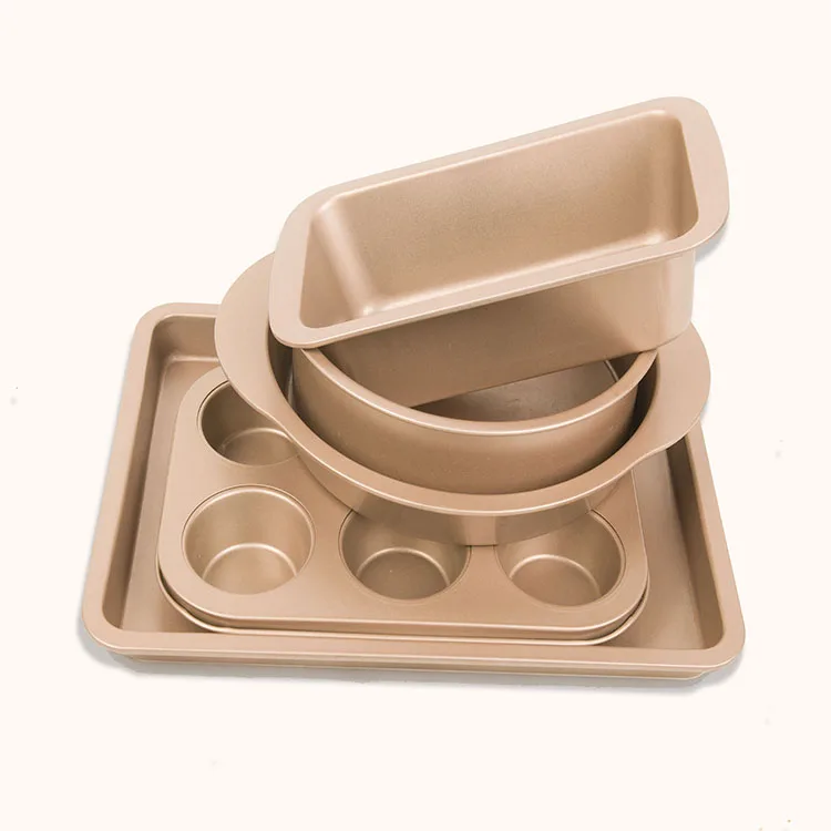 Baking tools Oven 5-piece non-stick pan carbon steel open-bottom carbon steel cake mold toast box Pizza pan 6-cup The cake pan