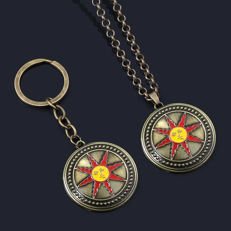 Hot Game Dark Soul Solaire of Astora Sun Logo Enamel Keychain