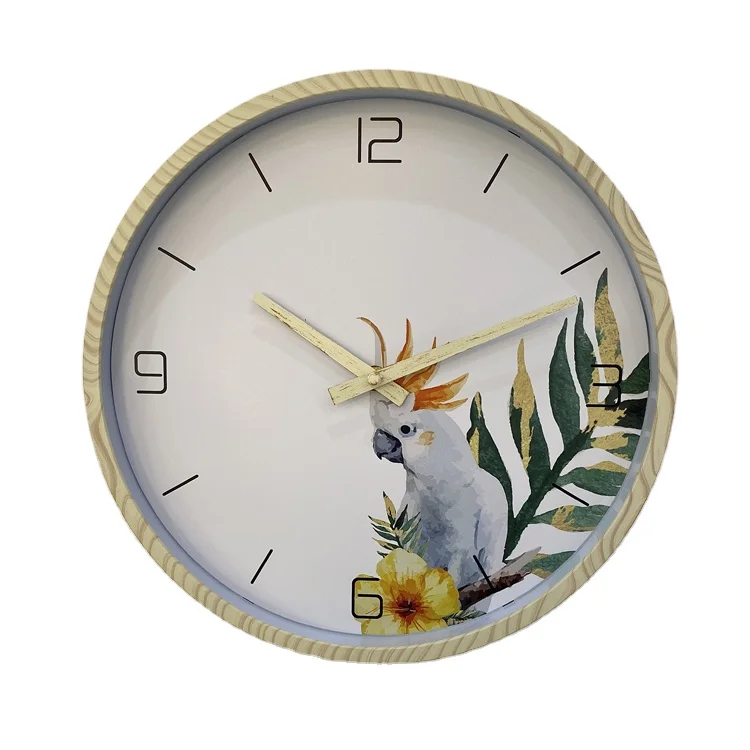 Wooden design Natural Wall Clock Modern Home Decoration Clock Wall Plastic Clock