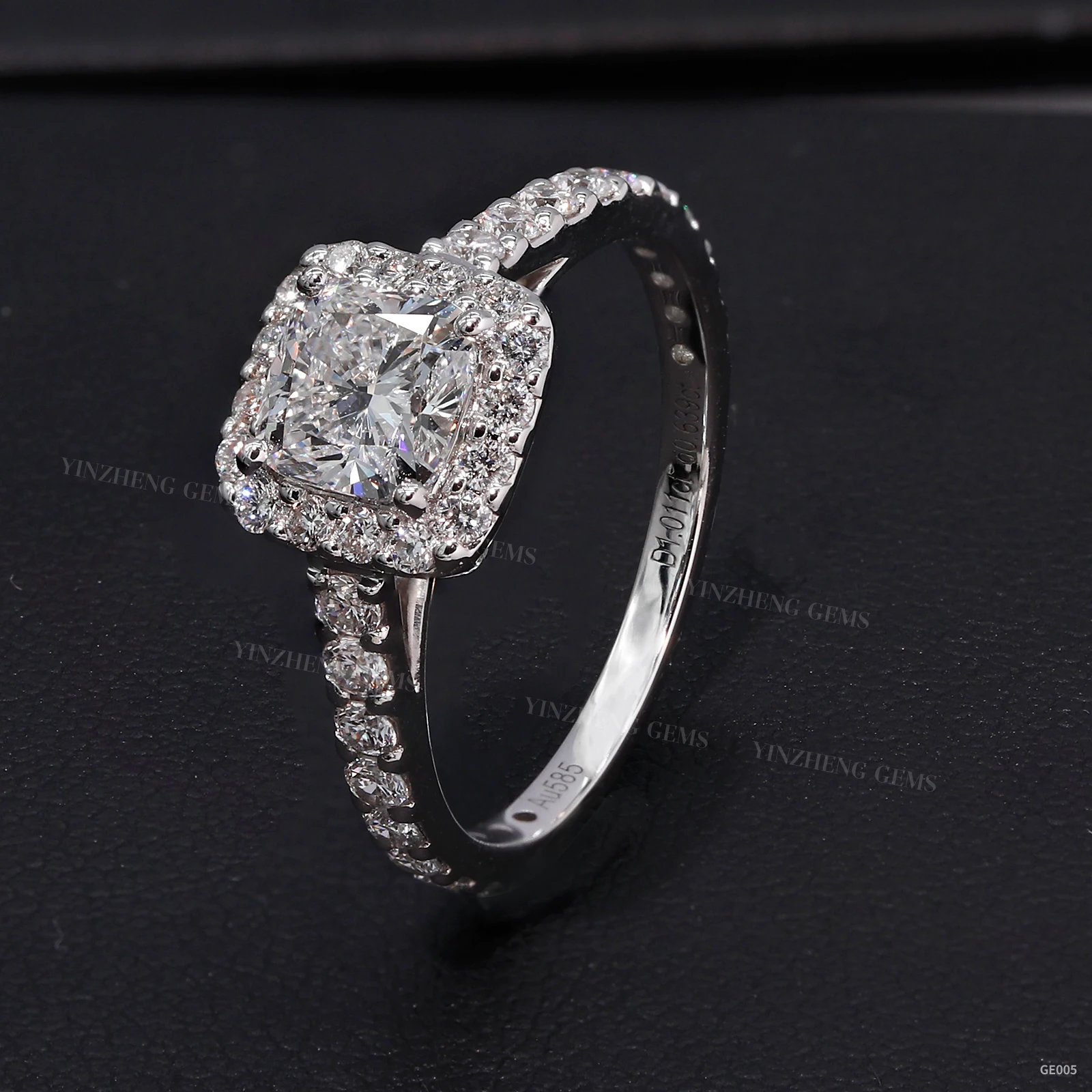 YinZheng lab grown diamond ring Square Cushion cut 1.56ct vvs lab diamond 14k gold lab grown diamond ring