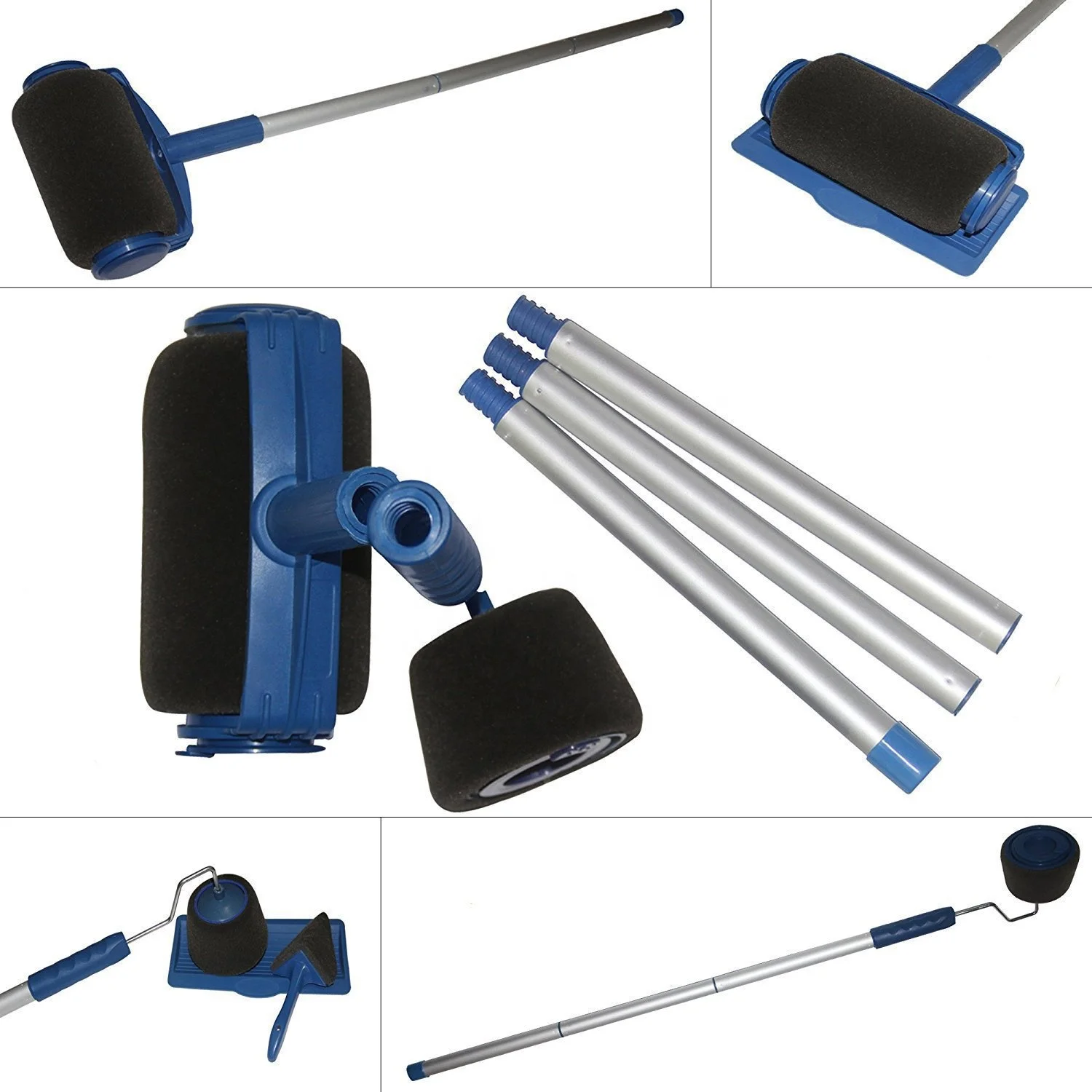 
Hot sale 8 pcs renovator paint runner pro 3 sections aluminium alloy pole paint roller brush set 