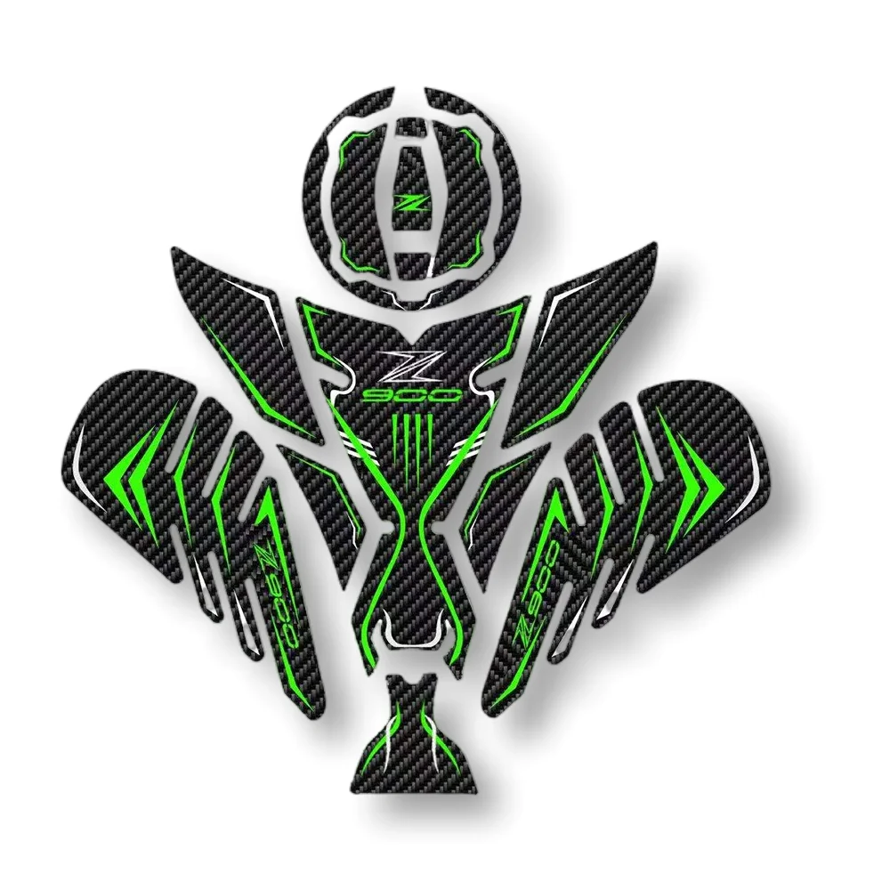 Motorcycle modified fuel tank cap body fishbone side decal set 5D carbon fiber dripping glue Sticker for 20 Kawasaki Z900