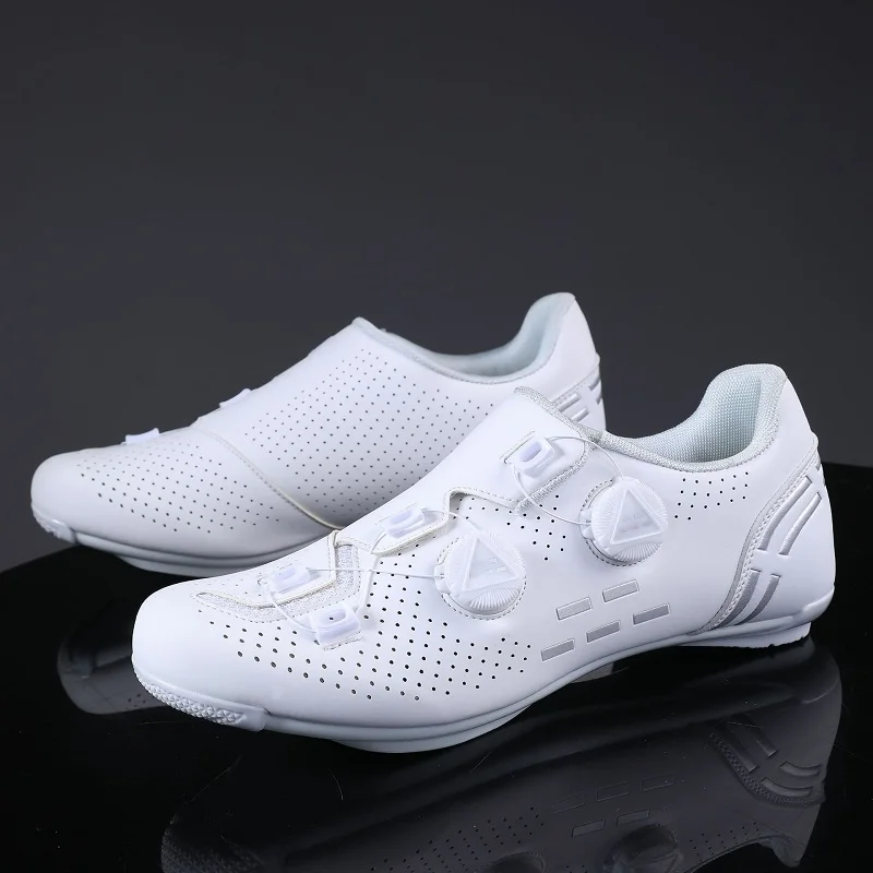 2024 comfortable fashion new Hard-Soled Nylon Road Lock Small White Shoes Breathable Bicycle Shoes Lock Shoe Set