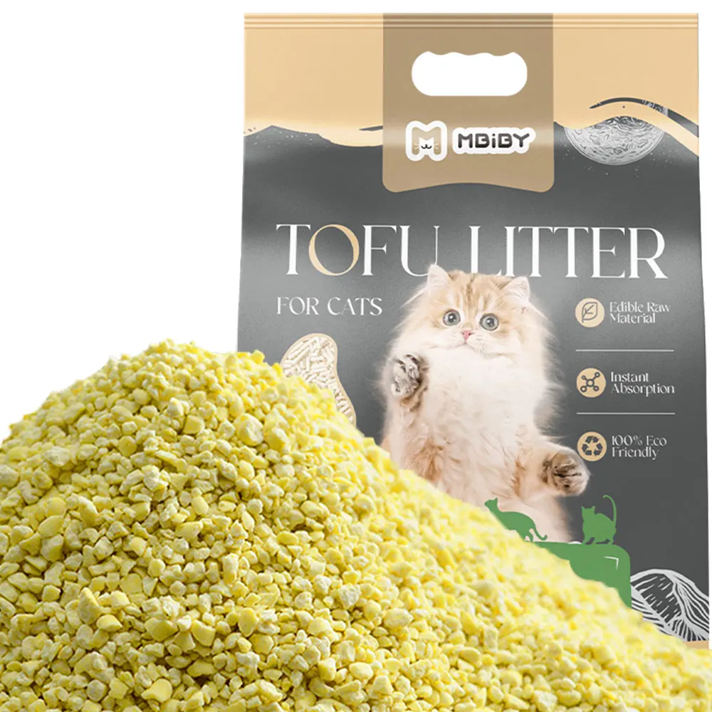 Mbiby Pea Fiber Crushed Tofu Cat Litter Low Dust Odour Control Long Lasting Broken Tofu Cat Litter
